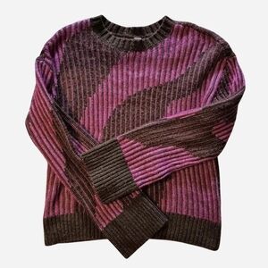 Nine West Pink and Brown Striped Sweater